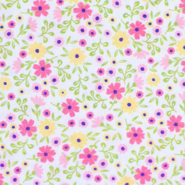 Baumwolle beschichtet Blumen gelb/pink/weiß by Swafing